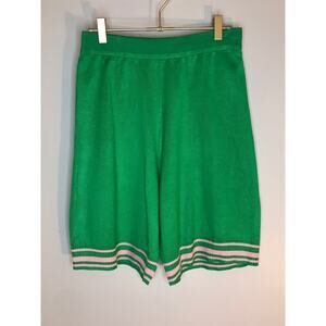 Ivy Storehouse Sweater Knit Shorts L Green Pink Stripes AKA